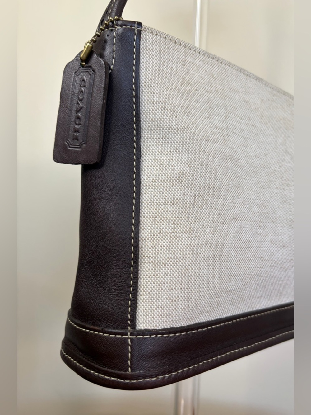 Vintage COACH Large Bleeker Zip Shoulder Bag Canvas Brown Leather 6124 EUC - Picture 4 of 17